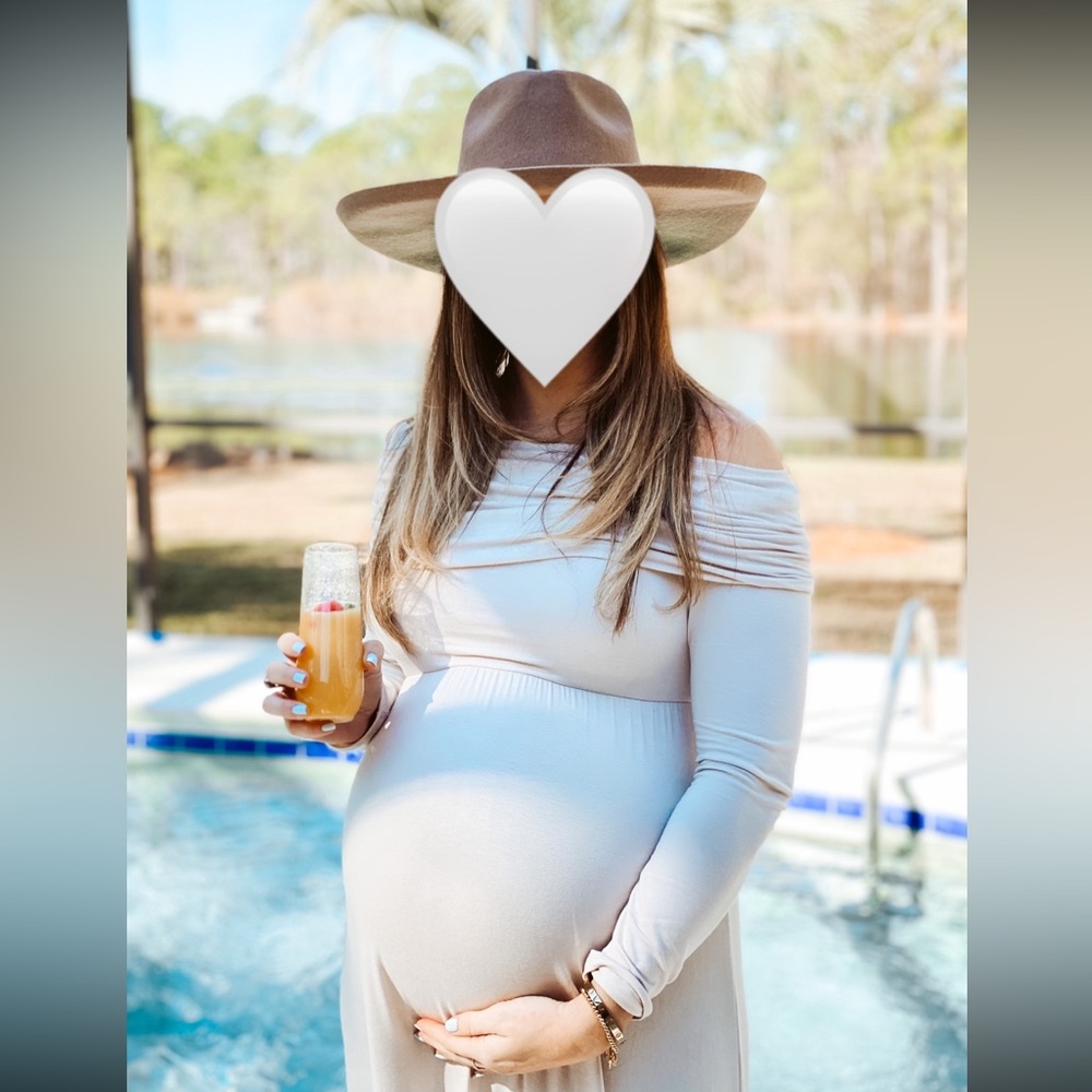 Cream Maternity Off Shoulder Maxi Dress